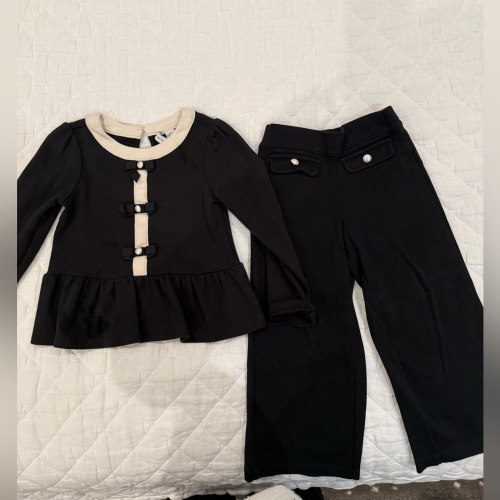 Janie and Jack black and cream matching set